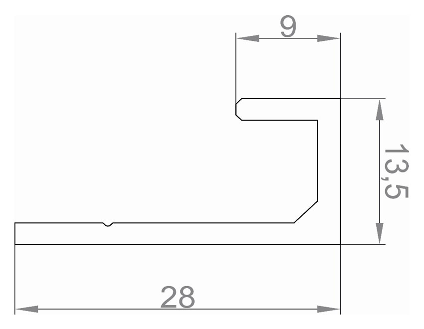 PK1.TSA L14х28 L-profile for a hidden system